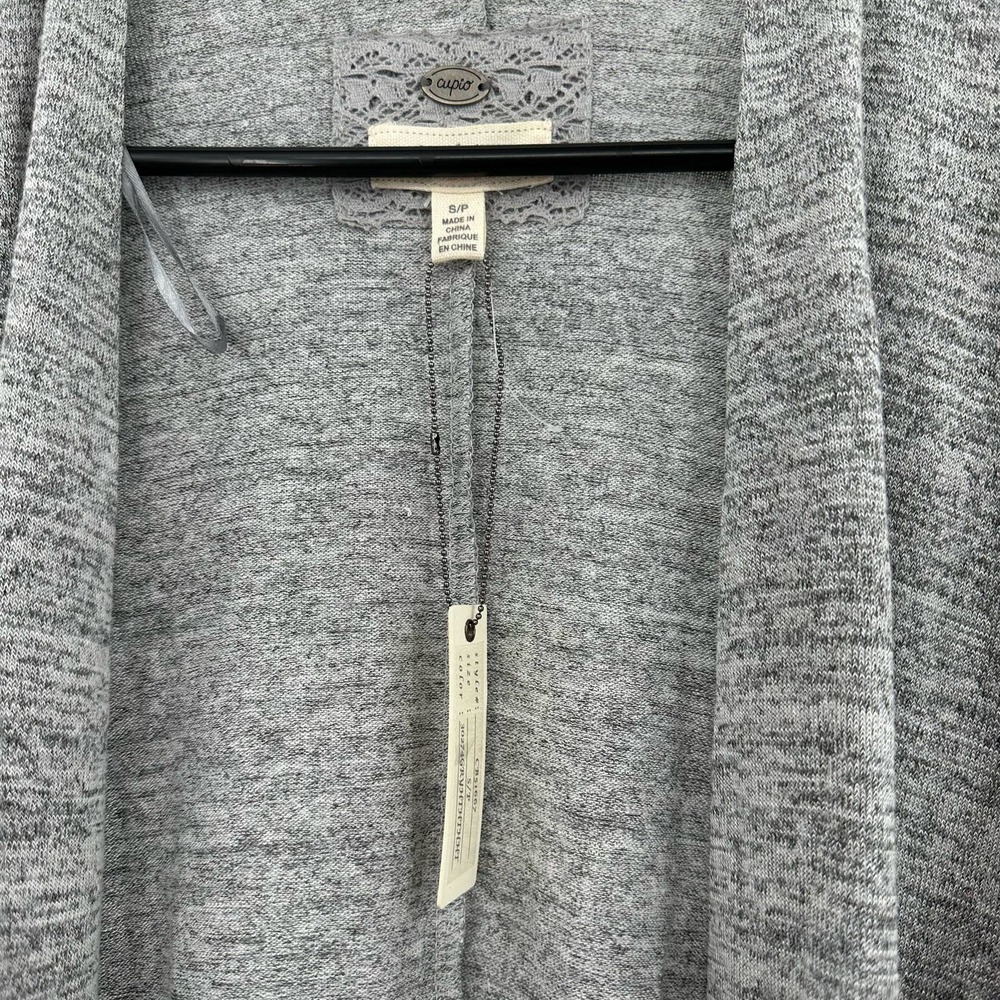 NWT Cupio size small gray open front cardigan sweater with pockets‎ - Picture 7 of 8